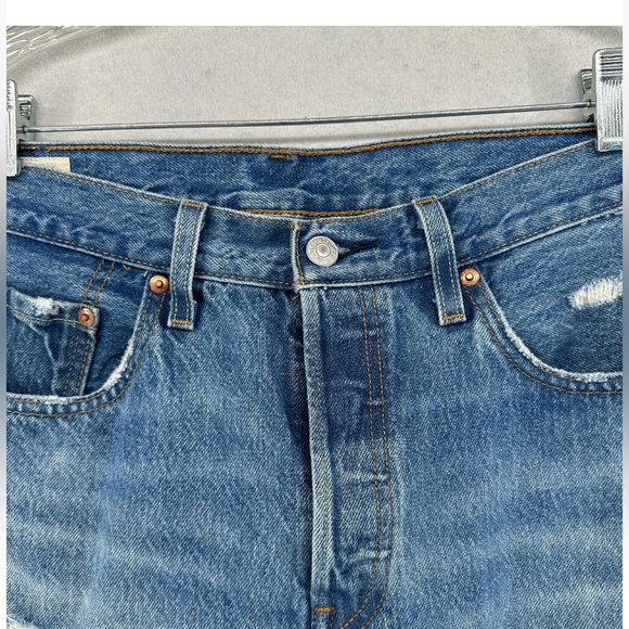 LEVI'S 501’s Original Fit Button Fly 100% Cotton Distressed Denim Sz. 28x30 - Picture 4 of 14